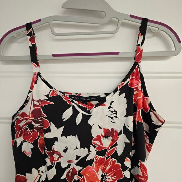 Women's WHBM Red & Black Floral Silky Feel Camisole Tank | Size 2 - Picture 3 of 8